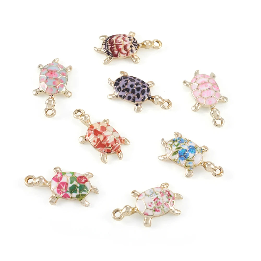 32Pcs Enamel Tortoise Charms Animal Pendant Earring Keychain Accessories