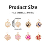 32Pcs Pearl Round Charms with Brass Findings for DIY Jewelry Making