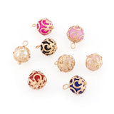 32Pcs Pearl Round Charms with Brass Findings for DIY Jewelry Making