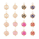 32Pcs Pearl Round Charms with Brass Findings for DIY Jewelry Making