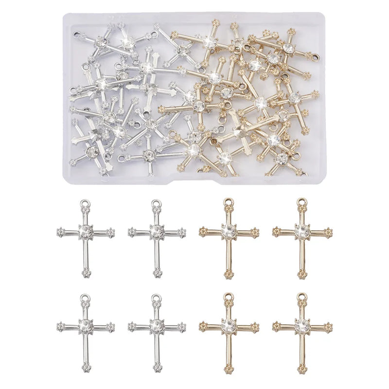 32Pcs Cross Charms Religious Pendants for Jewelry Making