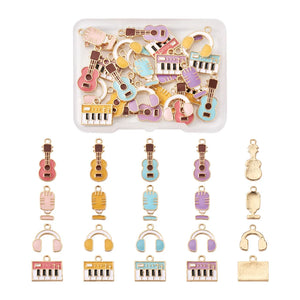 32Pcs Music Enamel Charms for DIY Jewelry Making