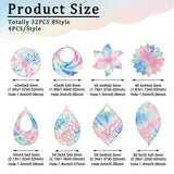 32Pcs Stainless Steel Filigree Big Pendants for Jewelry Making