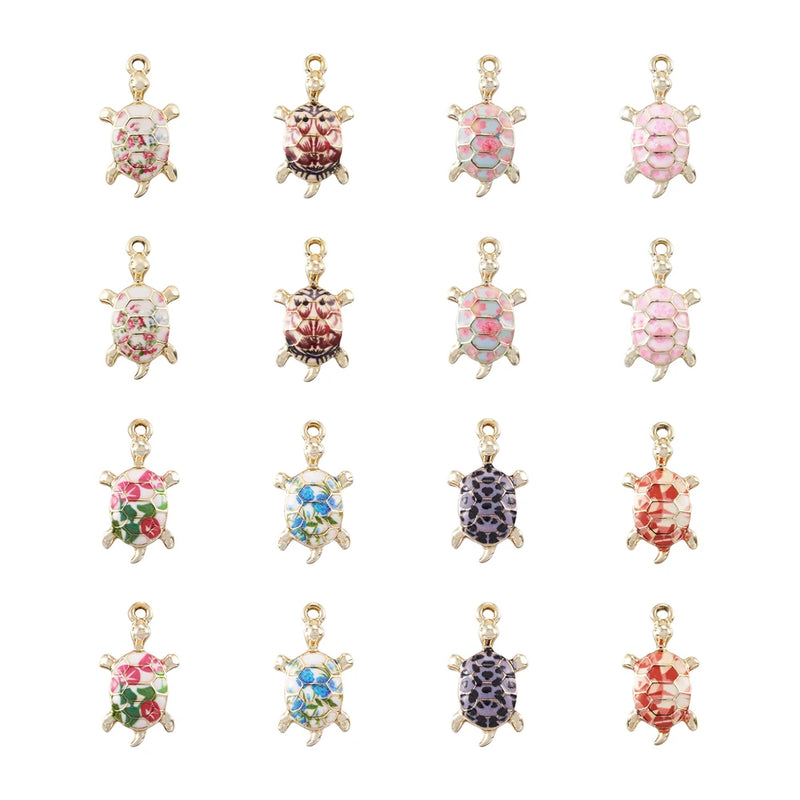 32Pcs Tortoise Elephant Zinc Alloy Enamel Charms DIY Jewelry Making