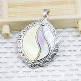 32X44mm Oval Patchwork Abalone Sea Shells Pearl Pendant for Jewelry Making