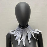 Gothic Lace Feather Necklace Scarf Choker