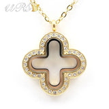 32mm Magnetic Closure Stainless Steel Glass Charm Locket Necklace