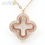 32mm Magnetic Closure Stainless Steel Glass Charm Locket Necklace