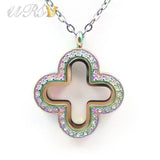 32mm Magnetic Closure Stainless Steel Glass Charm Locket Necklace