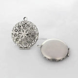 32mm Round Stainless Steel Filigree Locket Pendant Aromatherapy Diffuser