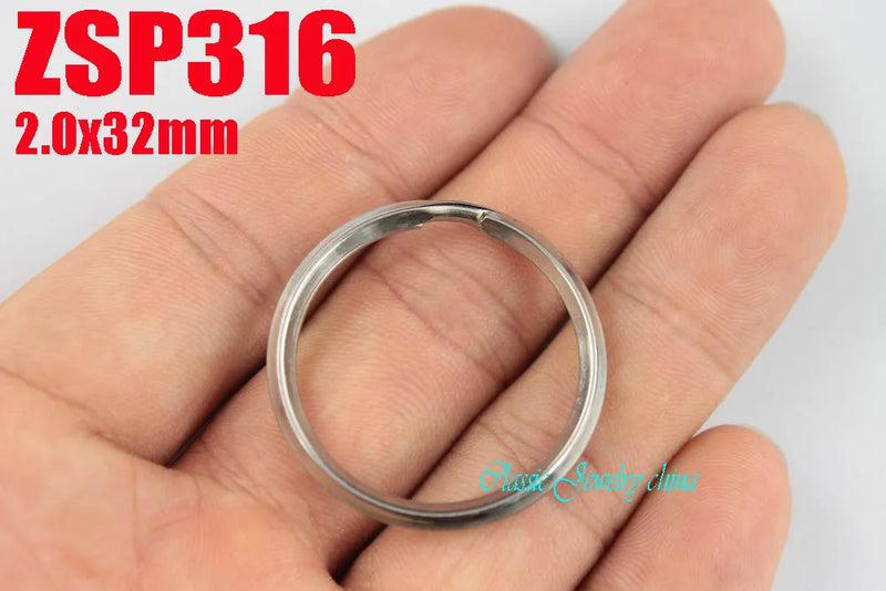 32mm Stainless Steel Rhombus Key-Ring Split Key Rings 100pcs