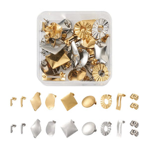 32pcs Stainless Steel Earring Findings Mix Shape with Ear Nuts