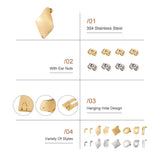 32pcs Stainless Steel Earring Findings Mix Shape with Ear Nuts