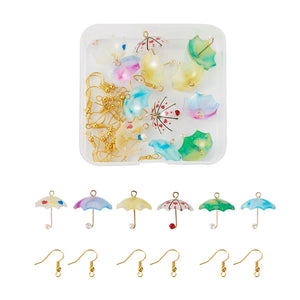 32pcs Acrylic Umbrella Pendants with Earring Hooks for DIY Jewelry Making