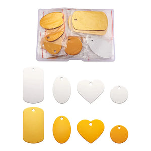 32pcs Aluminum Blank Stamping Tags Charm Pendants for Necklace Jewelry Making