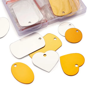 32pcs Aluminum Blank Stamping Tags Charm Pendants for Necklace Jewelry Making
