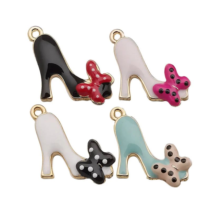 32pcs Mixed Women Heels Enamel Charms for DIY Metal Accessories