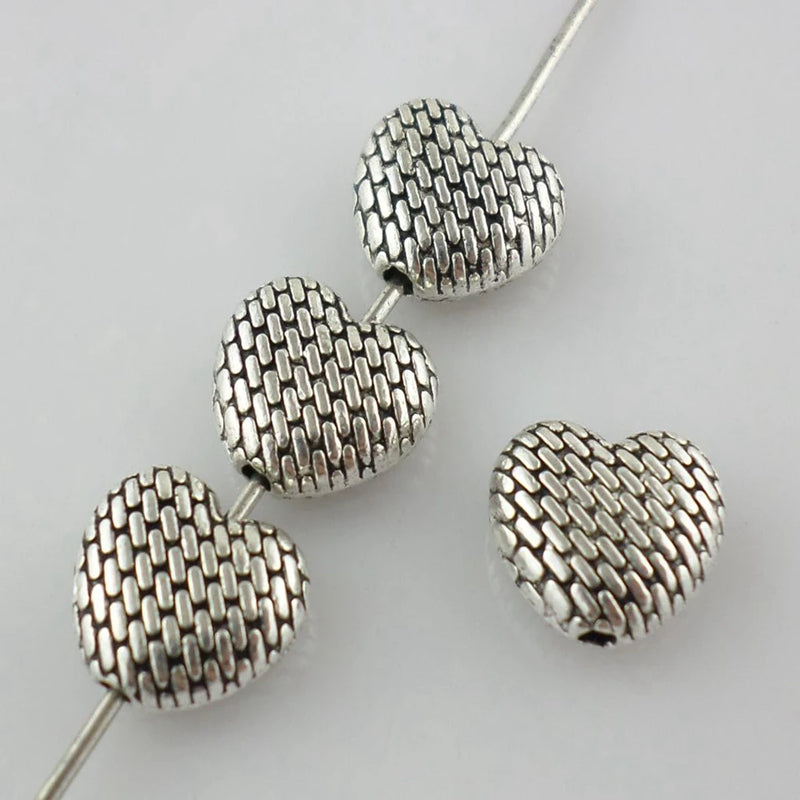 32pcs Tibetan Silver Heart Shape Charm Spacer Beads 9x9mm