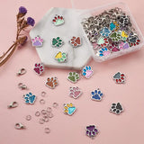 32pcs Enamel Paw Prints Pendants for DIY Jewelry Making