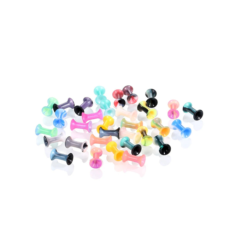 32pcs Mixed Colors Silicone Ear Flesh Tunnel Plug Piercings 3-25MM