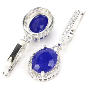 925 Silver Earrings with Sapphire, Pink Tourmaline, Kunzite, CZ - Daily Wear