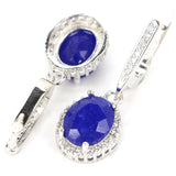 925 Silver Earrings with Sapphire, Pink Tourmaline, Kunzite, CZ - Daily Wear
