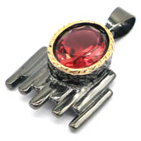 Neo-Gothic Rhodolite Garnet Peridot Aquamarine Silver Pendant