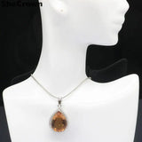 Romantic Drop Shape Spinel CZ Women Silver Pendant