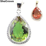 Romantic Drop Shape Spinel CZ Women Silver Pendant