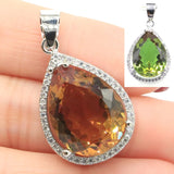 Romantic Drop Shape Spinel CZ Women Silver Pendant