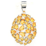 Stunning 4g 3D Flower Golden Citrine Silver Pendant