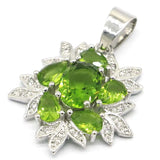 Green Peridot CZ 925 Silver Pendant for Women