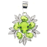 Green Peridot CZ 925 Silver Pendant for Women