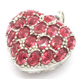 Heart Rhodolite Garnet Aquamarine Engagement Silver Pendant