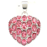 Heart Rhodolite Garnet Aquamarine Engagement Silver Pendant