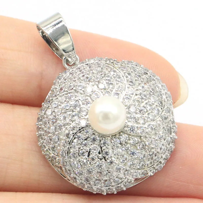 32x24mm Tanzanite Pearl 925 Silver Pendant