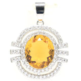 Golden Citrine Pink Rhodolite Garnet Silver Pendant