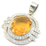Golden Citrine Pink Rhodolite Garnet Silver Pendant