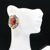Rhodolite Garnet Citrine Peridot Aquamarine Silver Earrings
