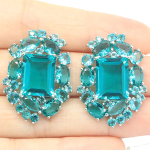 Rhodolite Garnet Citrine Peridot Aquamarine Silver Earrings