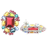 Rhodolite Garnet Citrine Peridot Aquamarine Silver Earrings
