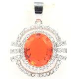 Orange Spessartine Garnet Aquamarine CZ Silver Pendant