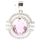 Pretty Rich Violet Tanzanite Pink Kunzite CZ Silver Pendant