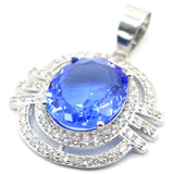 Pretty Rich Violet Tanzanite Pink Kunzite CZ Silver Pendant