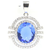 Pretty Rich Violet Tanzanite Pink Kunzite CZ Silver Pendant