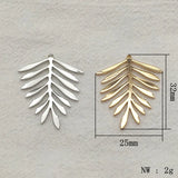 50pcs Gold/Rhodium Copper Leaf Shape Pendant Charm Jewelry Findings