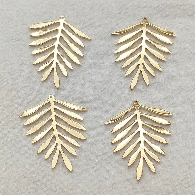 50pcs Gold/Rhodium Copper Leaf Shape Pendant Charm Jewelry Findings