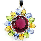 Golden Citrine Pink Tourmaline Violet Tanzanite Silver Pendant