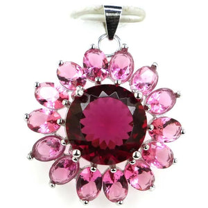 Golden Citrine Pink Tourmaline Violet Tanzanite Silver Pendant