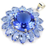 Golden Citrine Pink Tourmaline Violet Tanzanite Silver Pendant